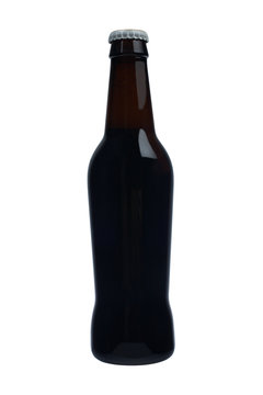 A bottle of black beer isolated on white background