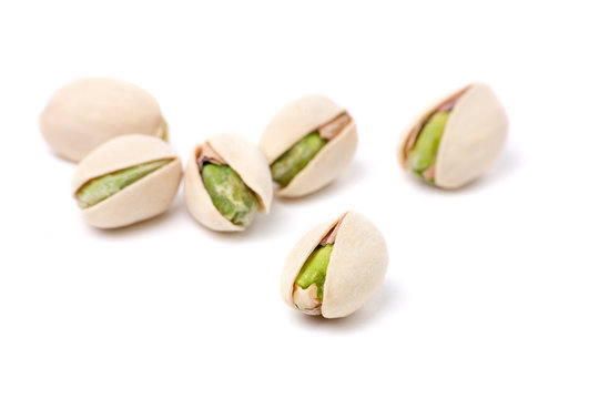 Pistachios nuts with white background