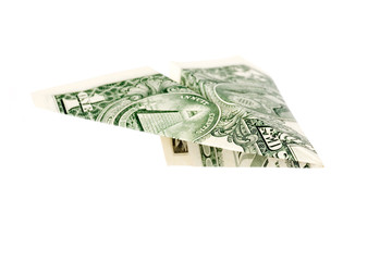 dollar paper airplane, business concept