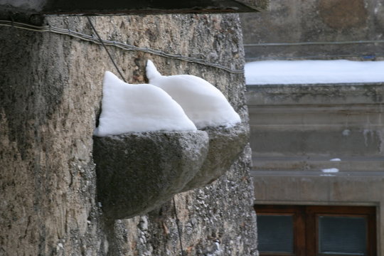 snow on stone