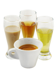Ingredients for coffee and alcohol cocktail