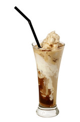 Ice-cream with coffee cocktail in glass