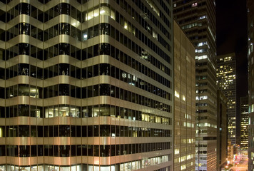 Fototapeta na wymiar Financial District building detail at night