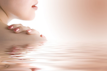 close-ups beauty woman part of face in water