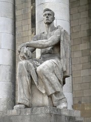 Statue in front of Palace of Culture and Science Warsaw