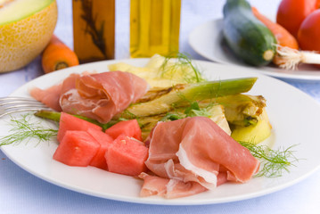 Summer salad with Prosciutto,Melon,Pineapple-Hawaii Salad