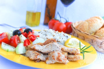 Turkey slices - roasted with wild rice and mixed salad