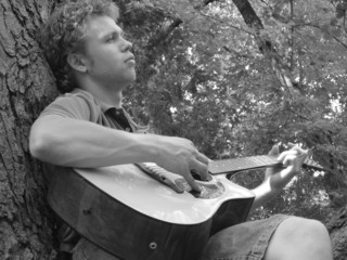 Guy with Guitar B&W