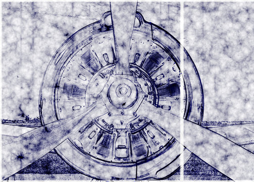 Rendering Of Airplane Propeller Schematic