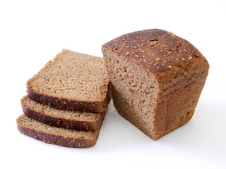 Cut loaf of rye bread