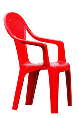 Chaise rouge d&eacute;tour&eacute;