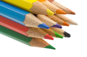 color crayons isolated over white background