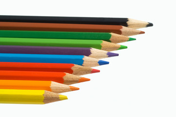 color crayons isolated over white background