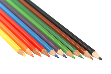 color crayons isolated over white background
