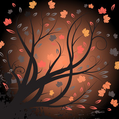 beautiful abstract vector autumn tree design