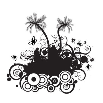 trendy grunge vector floral with palmtrees design