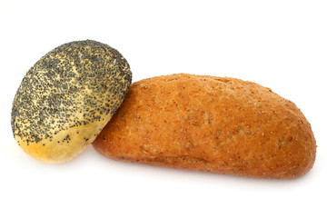 two different rolls isolated on white background