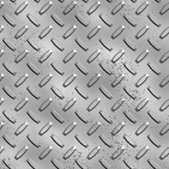 a very large sheet of grey steel diamond plate with rough 