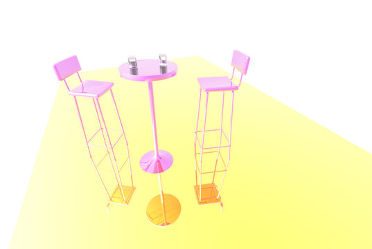 3D render of table and chairs