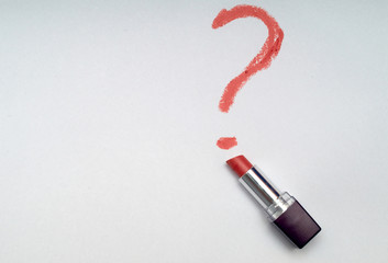 Sign on a question drawn by lipstick