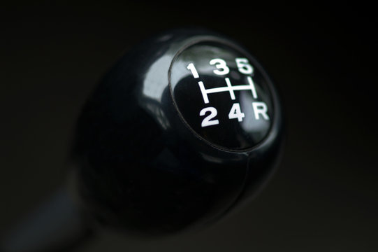 Close up of a car gear shift. Stick shift.