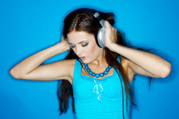 Portrait of Young woman isolated on colour background