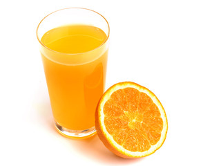 Orange Juice glass isolated on white background
