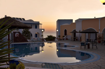sunrise over the swimming pool