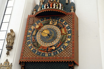 A clock 530 years old at the Marienkirche Church in Gdask