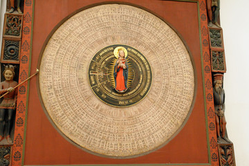 A clock 530 years old at the Marienkirche Church in Gdask