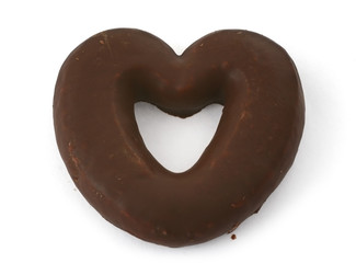 heart-shaped cookie against white background