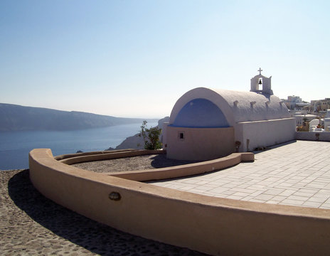 Santorini Oia chapel on the mountainside