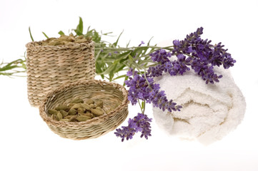 Fototapeta na wymiar lavender bath items