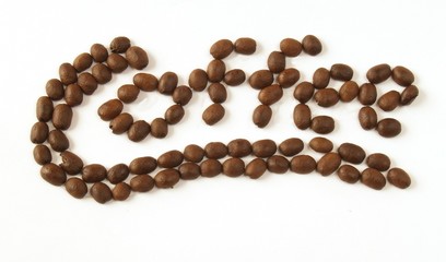 Sign coffee from coffee beans