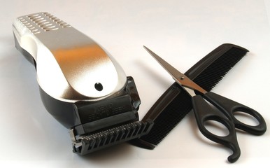 Rustic hair trimmer and scissors