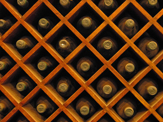 Wine bottles in the rack