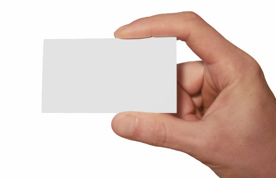 white business card in hand isolated