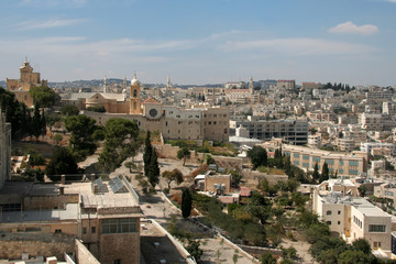 Fototapeta na wymiar Panorama z Betlejem z kościoła Narodzenia Chrystusa