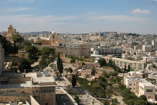 Panorama of Bethlehem with church of the Nativity of Christ