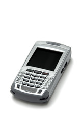 Cell phone with organizer over white background