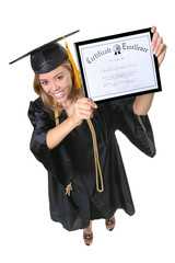A pretty woman holding her certificate graduation