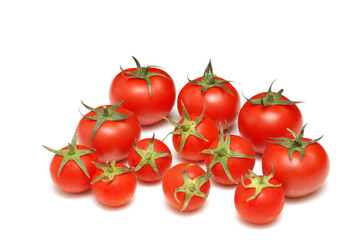 Many tomatoes isolated on the white background