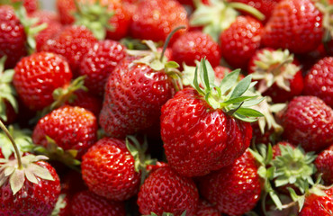 big heap of strawberry. Volume of heap is visible.