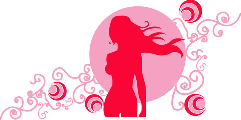 silhouette femme en rouge