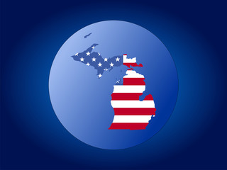 Michigan flag globe