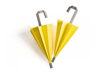 Yellow origami umbrellas