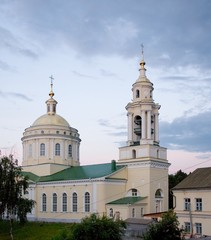 Fototapeta na wymiar the orthodox temple with sky at background