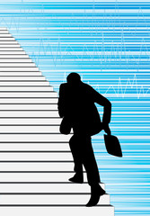 Businessman climbing the stair