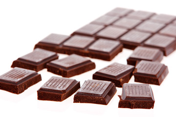 Dark Chocolate bars on white background