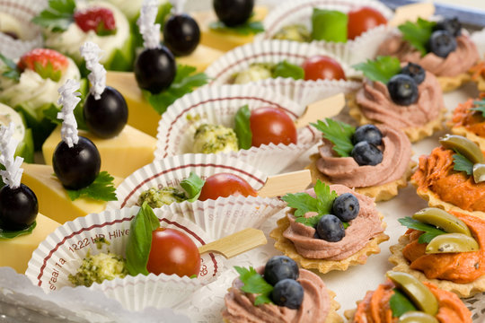 Delicious snacks made up for a party